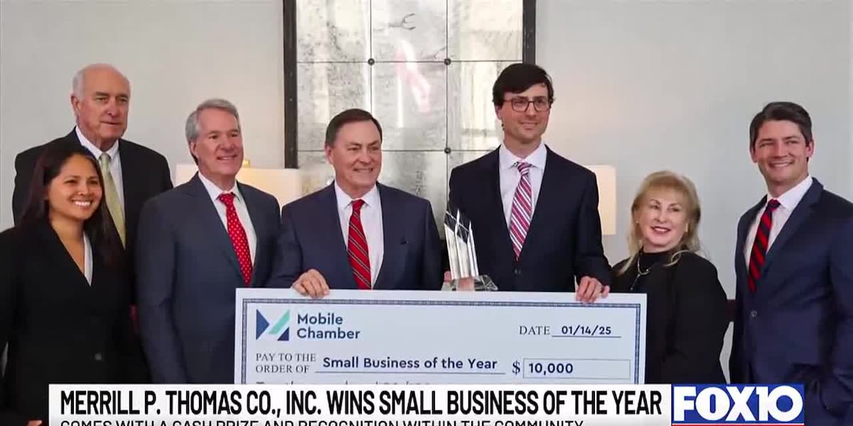 The mobile chamber is named Merrill P. Thomas Co. Small Business of the Year